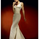 A-Line/Princess V-Neck Chapel Train Satin wedding dress for brides gowns new style(WDA0636)