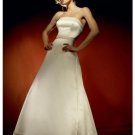 A-Line/Princess Strapless Chapel Train Satin wedding dress for brides gowns new style(WDA0635)