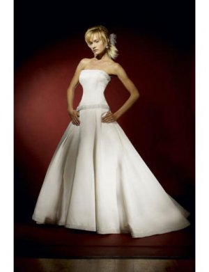 A-Line/Princess Strapless Chapel Train Satin wedding dress for brides gowns new style(WDA0609)