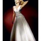A-Line/Princess V-Neck Floor-Length Satin wedding dress for brides gowns new style(WDA0599)
