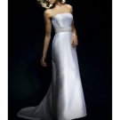 A-Line/Princess Strapless Chapel Train Satin wedding dress for brides gowns new style(WDA0653)