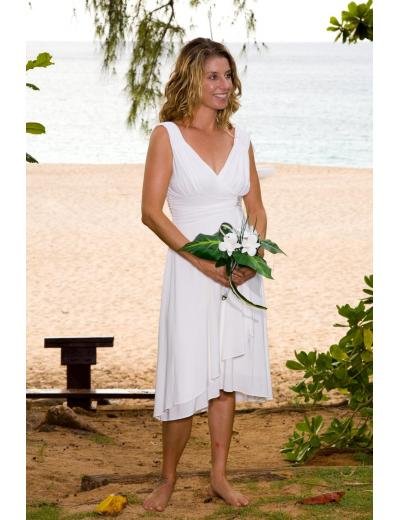 A-Line/Princess V-neck Tea-length Satin wedding dress for brides gowns new Style(WD0007)