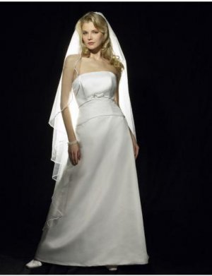 A-Line/Princess Strapless Floor-length Satin wedding dress for brides gowns new style(WDA0593)