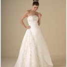 A-Line/Princess Strapless Chapel Train Tulle Satin wedding dress for brides gowns new style(WDA0355)