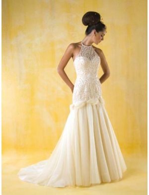A-Line/Princess halter top Chapel Train Chiffon wedding dress for brides gowns new style(WDA0397)