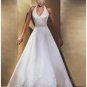 A-line/Princess halter Top Chapel Train Satin wedding dress for brides gowns new style(WDA1513)