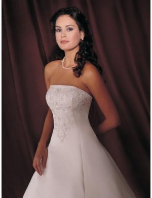 A-line/Princess Strapless Chapel Train Satin wedding dress for brides gowns new style(WDA1512)