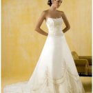 A-Line/Princess Strapless Chapel Train Chiffon wedding dress for brides gowns new style(WDA0394)
