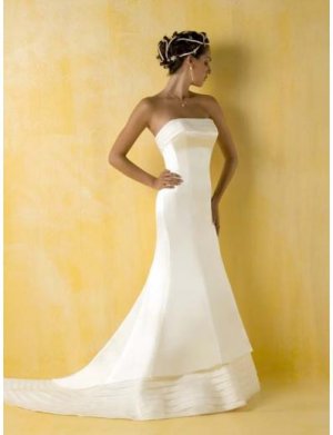 A-Line/Princess Strapless Chapel Train Chiffon wedding dress for brides gowns new style(WDA0387)