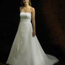 A-Line/Princess Strapless Chapel Train Organza wedding dress for brides gowns new style(WDA0274)