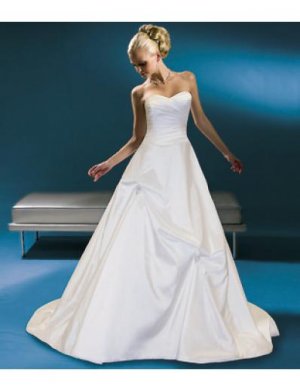 A-Line/Princess Strapless Chapel Train Satin wedding dress for brides gowns new style(WDA0235)