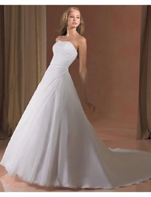 A-Line/Princess Strapless Chapel Train Chiffon wedding dress for brides gowns new style(WDA0215)