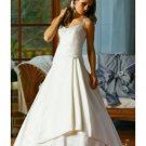 A-line/Princess Spagetti Straps Chapel Train Satin wedding dress for brides gowns new style(WDA1531)