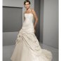 A-Line/Princess Strapless Chapel Train Satin wedding dress for brides gowns new Style(WD0272)