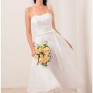 A-Line/Princess Strapless Tea-length Chiffon wedding dress for brides gowns new style(WDS0009)