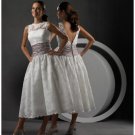 A-Line/Princess high-neck Tea-length Lace wedding dress for brides gowns new Style(WDS0017)