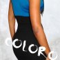 Black with Blue Sexy Women's Clothing for Clubwear Halter Tops Blouse Free Size