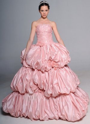 A-Line/Princess Strapless three Layered Taffeta wedding dress for brides 2010 Style(ML01)