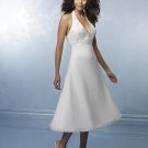 A-Line/Princess halter top knee-length Satin wedding dress for brides 2010 style(wdl0031)