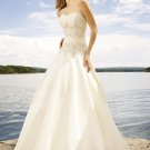 Ivory Strapless A-line Embroidery Taffeta Wedding Dress(y0918003)