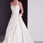 Fabulous White A-line Halter Sweep Taffeta Wedding Gown(y0918010)