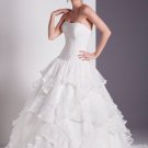 White Strapless Ruffles Satin A-line Wedding Dress(y0918014)