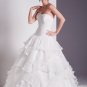 White Strapless Ruffles Satin A-line Wedding Dress(y0918014)