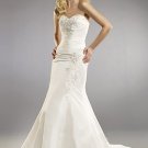 White Mermaid Trumpet Strapless Sweetheart Sweep Taffeta Wedding Dress(y0918015)