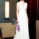 White V-Neck Satin Wedding Dress(y0918018)
