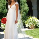 Cap Sleeves Empire Waist V-Neck Chiffon Wedding Dress(y0918023)
