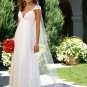 Cap Sleeves Empire Waist V-Neck Chiffon Wedding Dress(y0918023)