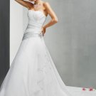 White Satin Organdie Sash Wedding Dress(y0918024)