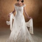 Beautiful A-line Off-The-Shoulder Applique Satin Bridal Dress(y0918029)