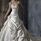 A-Line/Princess Strapless Chapel Train Satin wedding dress(y0907002)