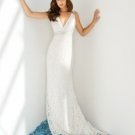 A-Line/Princess V-neck Chapel Train lace wedding dress for bridal(y0809030)