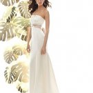 A-Line/Princess Strapless Brush Train satin wedding dress for bridal(y0809029)