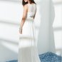 A-Line/Princess V-neck Brush Train chiffon wedding dress for bridal(y0809024)