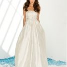 A-Line/Princess StraplessFloor Length satin wedding dress for bridal(y0809022)