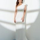 A-Line/Princess Asymmetric Brush Train chiffon wedding dress for bridal(y0809021)