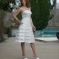 A-Line/Princess Strapless Tnee-length Satin Prom dress(DEX0041)