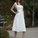 A-Line/Princess Strapless Tnee-length Satin Prom dress(DEX0040)