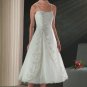 A-Line/Princess Strapless Tea-length Organza wedding dress for brides 2010style(DEX0036)