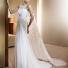 A-line/Princess Scoop BrushTrain Chiffon wedding dress for brides 2010style(DEX0030)