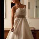 A-line/Princess Strapless Knee-length Satin wedding dress for brides 2010style(DEX0013)