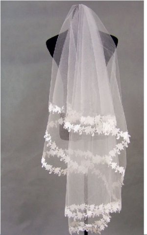1T IVORY WHITE LACE MANTILLA WEDDING Bride VEIL #30