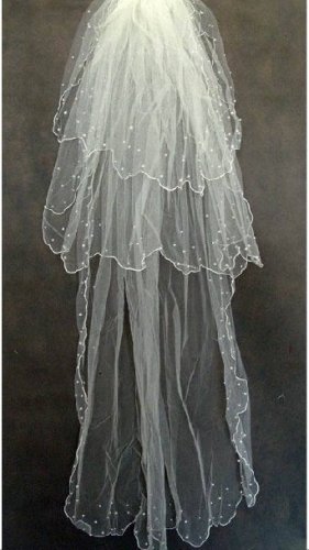 1T IVORY WHITE LACE MANTILLA WEDDING Bride VEIL #31