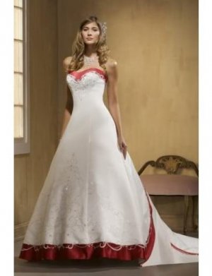 A-line/Princess Sweetheart Cathedral Train Satin wedding dress (WDA31) for brides with purple style