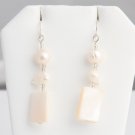 White Mother of Pearl, Pearl, and Crystal dangle earrings. Various colors available