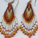 Southwest style orange, white & yellow Beaded Earrings