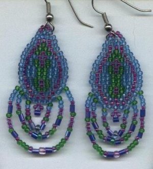 Translucent blue green & lavender with loops